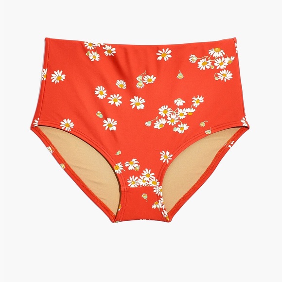 Madewell Retro High-Waisted Balconette Bikini Top & Bottom- Orange Daisies- Med - Picture 5 of 15
